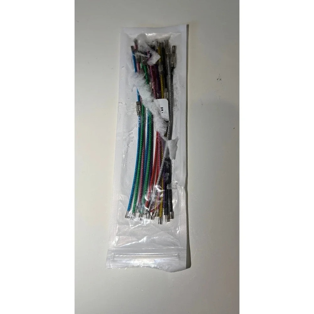 Multicolor Stainless Steel Wire Keychain Cable Rings Screw Lock Luggage Tag